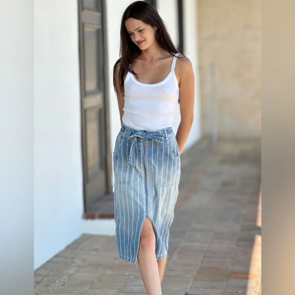 Wash Lab Sally Tie It Up Knee Length Skirt Size: 30